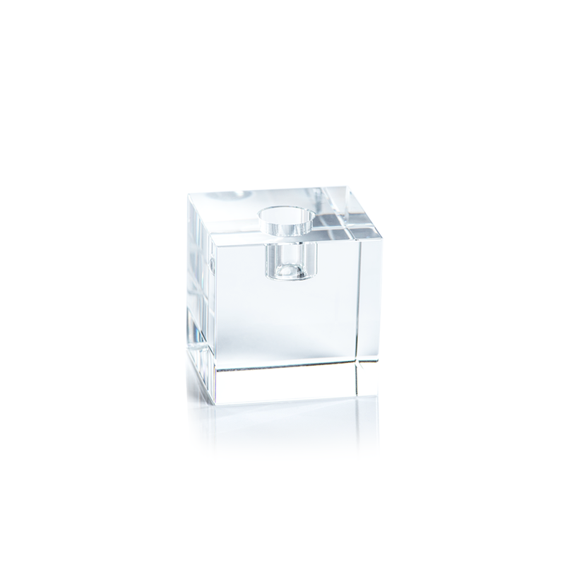 square crystal glass taper holder 3