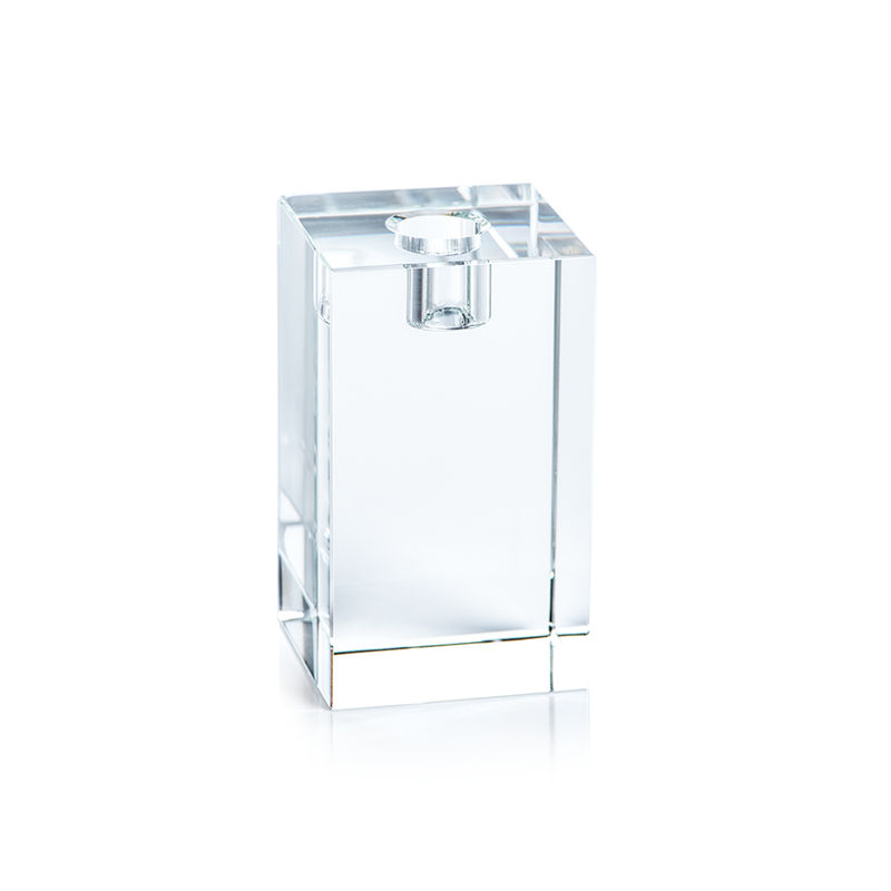 square crystal glass taper holder 4