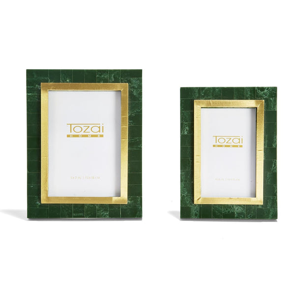 aventurine green and gold photo frames set of 2 2