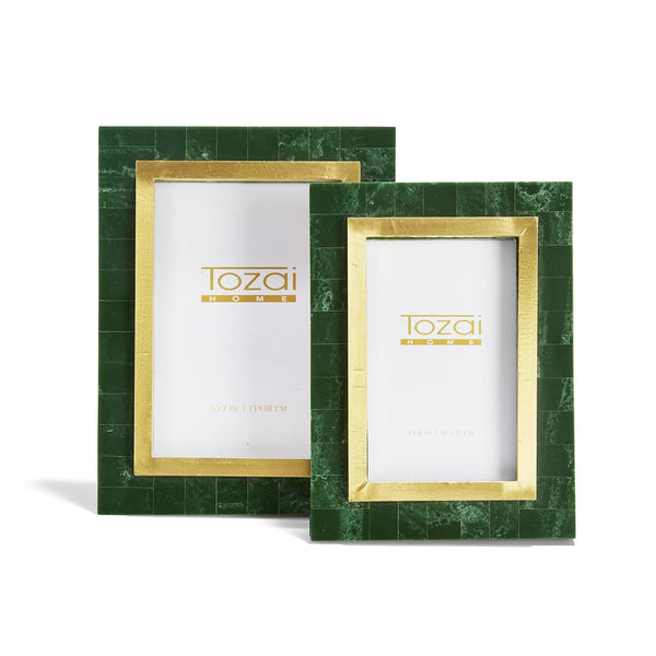 aventurine green and gold photo frames set of 2 1