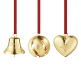 ornament gift set bell ball heart 3 pcs gold 3