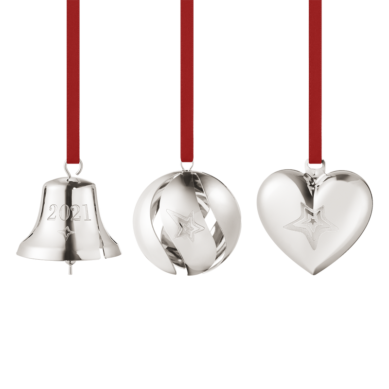 ornament gift set bell ball heart 3 pcs palladium 3