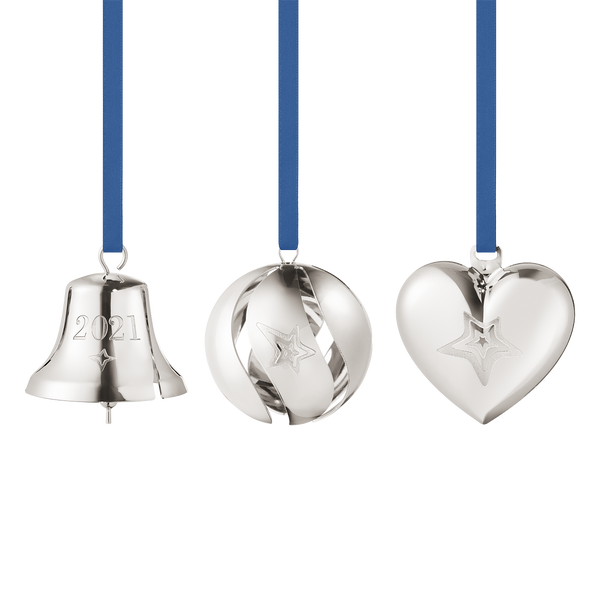 ornament gift set bell ball heart 3 pcs palladium 1