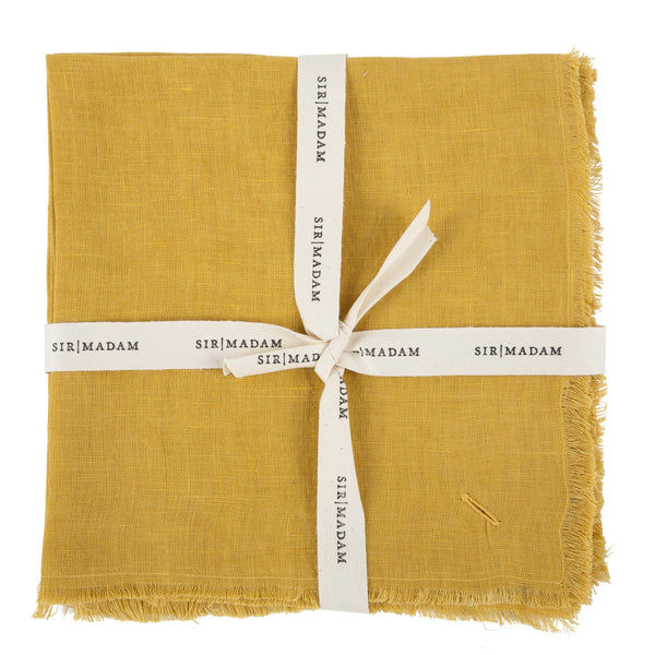 solid linen napkins set of 4 in curry design by sir madam 2