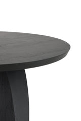 Teak Oblic Black Side Table - Varnished