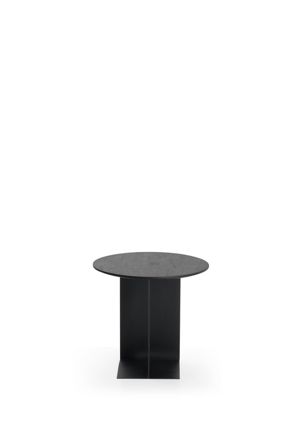 Teak Arc Black Side Table - Varnished