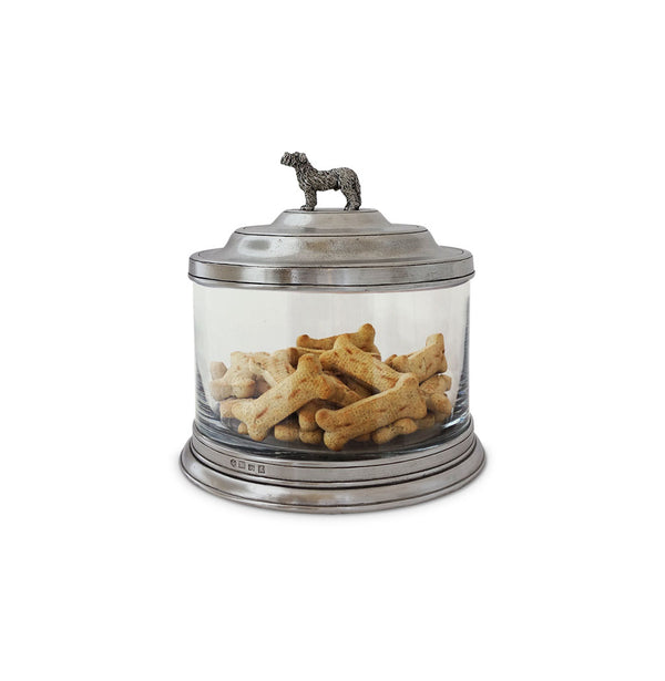 Glass Cookie Jar with Dog Finial