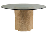 Trunk Segment Round Dining Table With Glass Top-Gold Leaf