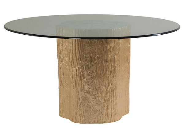 Trunk Segment Round Dining Table With Glass Top-Gold Leaf