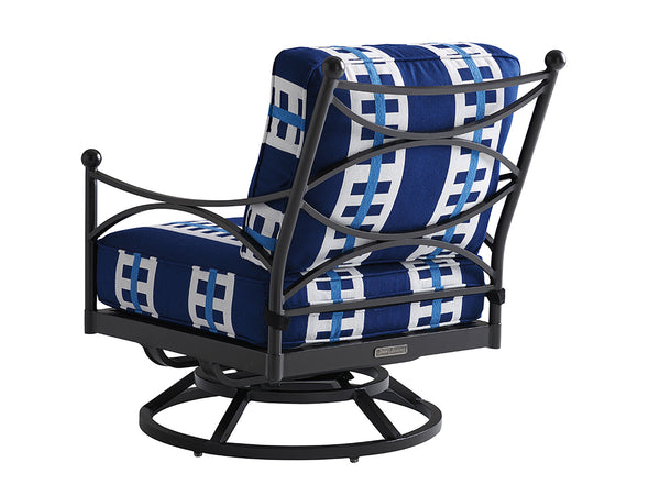 Pavlova Swivel Lounge Chair in Blue & White