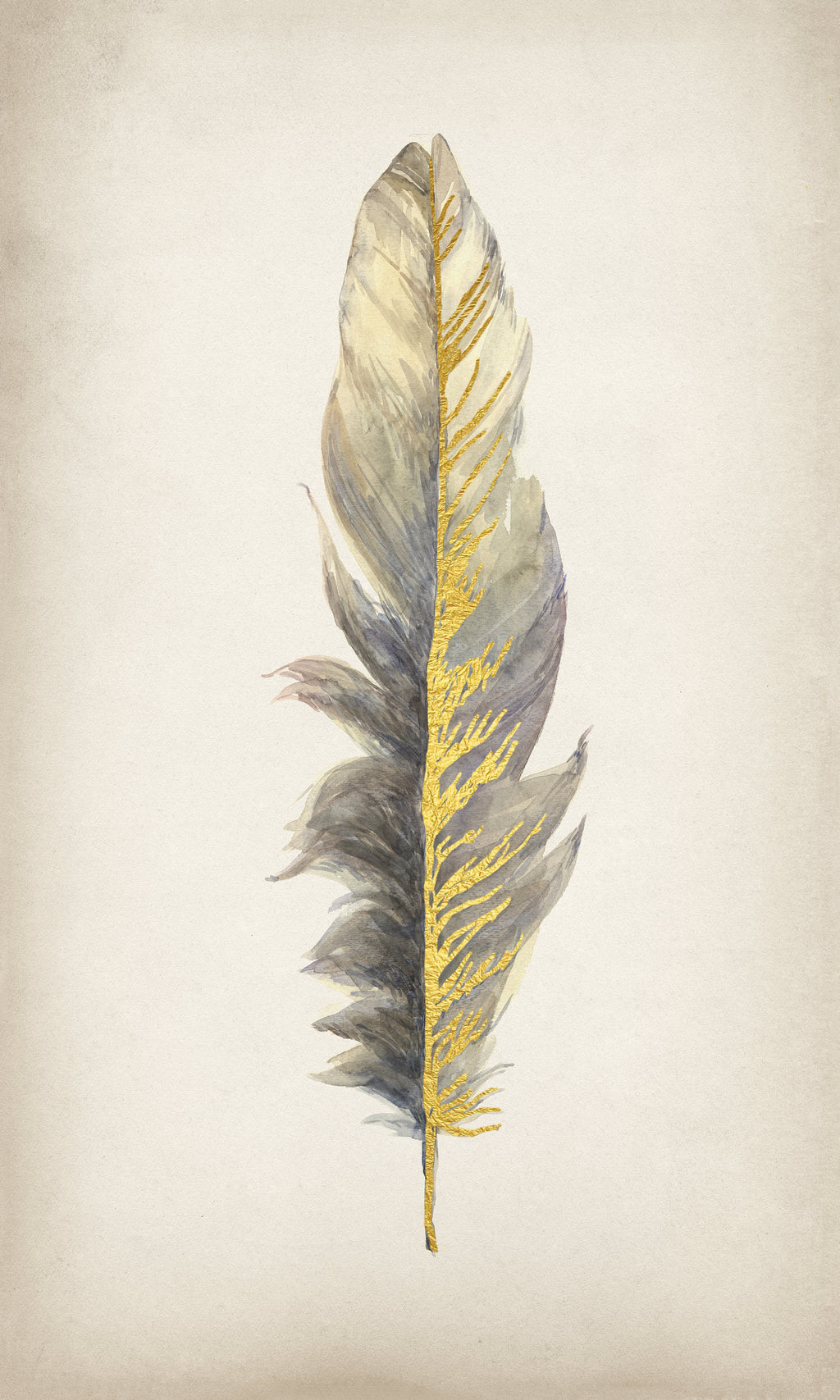 Watercolor Feathers Clipart, Gold Feathers, Glitter Feathers By BonaDesigns