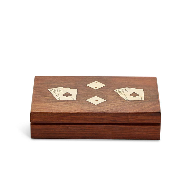 Turf Club Cards and Dice Set in Hand-Crafted Wooden Box
