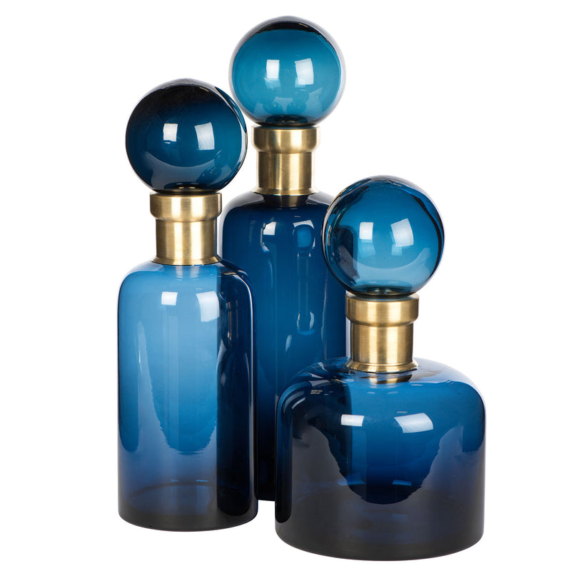 Blue Glass Bottles, set of 3 by shopbarclaybutera