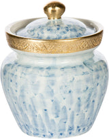 Small Blue And White Round Jar