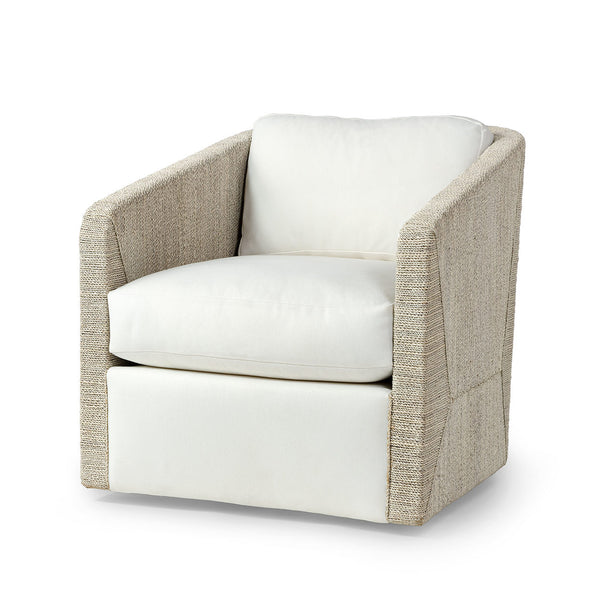 Carmine Swivel Lounge Chair in Fog White