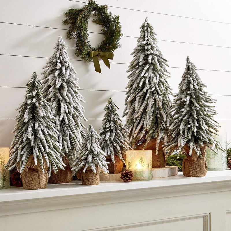 snow covered christmas trees set of 6 3