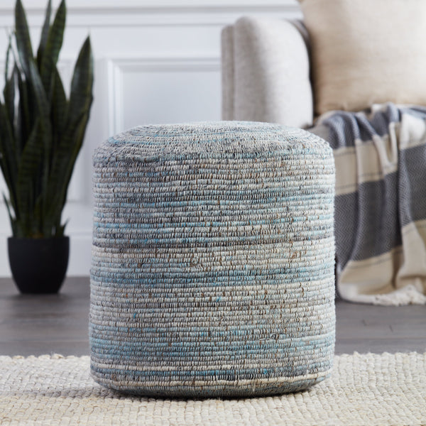 Duro Stripes Pouf in Blue by Jaipur