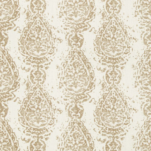 Abbess Paisley Fabric in Coconut