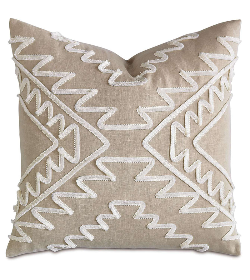 Breeze Bisque With Mini Brush Fringe Accent Pillow