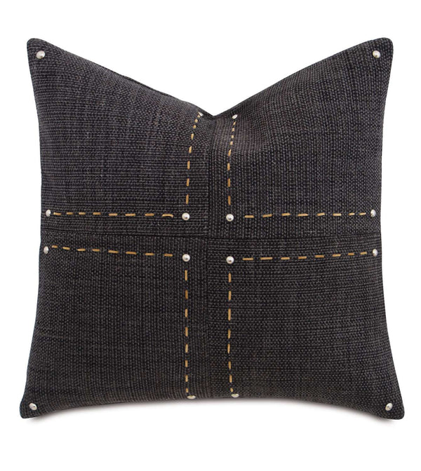 Gilmer Charcoal Hand-Stitched Accent Pillow