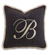 Gilmer Charcoal Monogram Accent Pillow