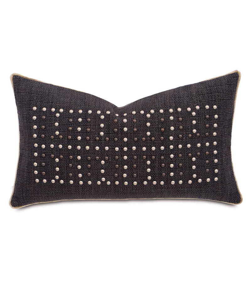 Gilmer Charcoal Nailheads Accent Pillow
