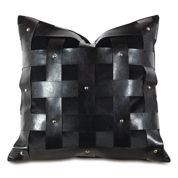 Lagerfeldt Onyx Basketweave Accent Pillow