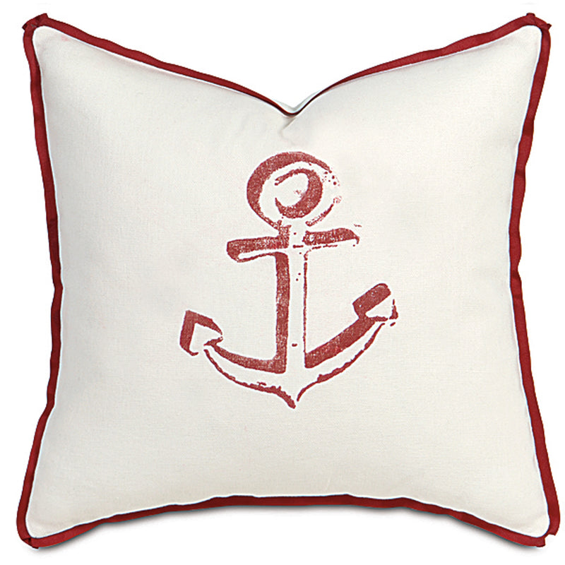 Anchor Block-Printed Filly White Accent Pillow