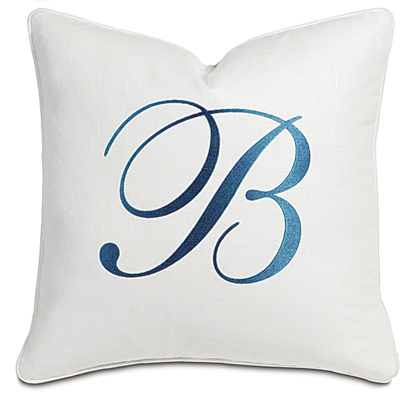 Breeze White Monogram Accent Pillow