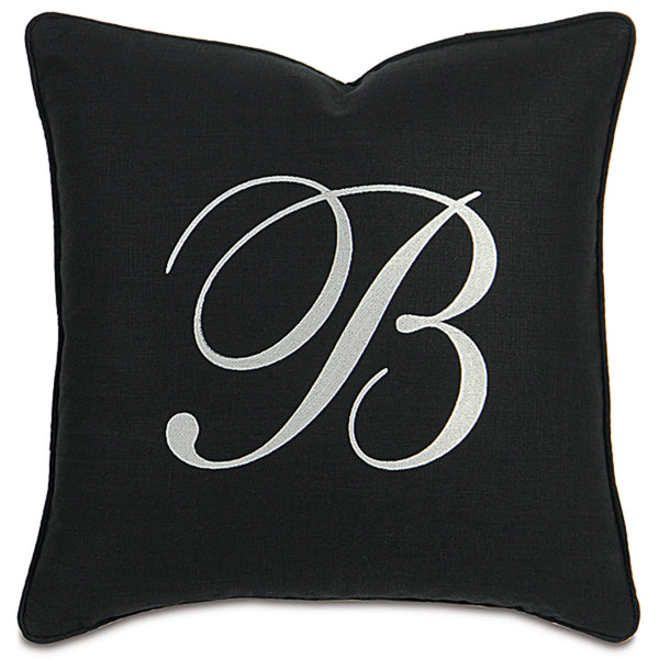 Breeze Black Monogram Accent Pillow