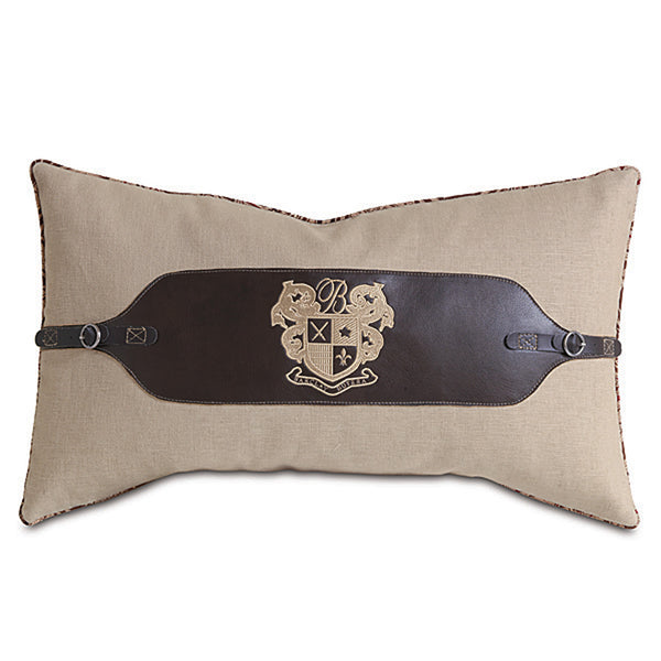 Filly Stone Embroidered Crest Accent Pillow