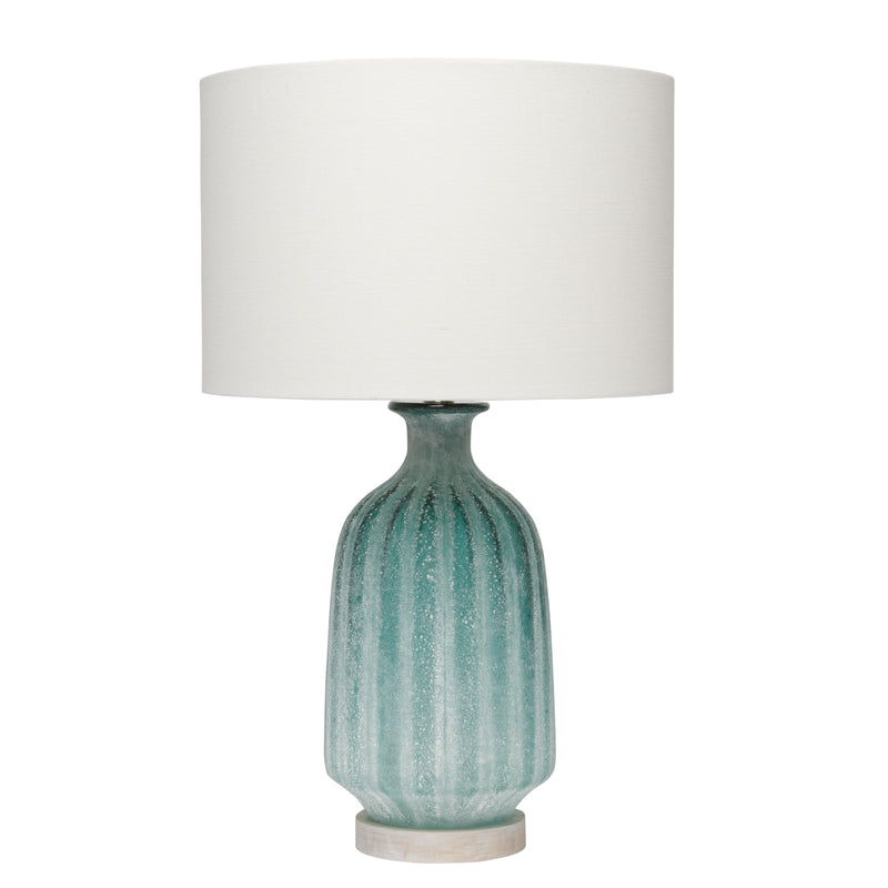 Aqua Frosted Glass Table Lamp with Shade design by Jamie Young