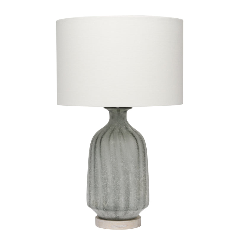Grey Frosted Glass Table Lamp with Shade design by Jamie Young