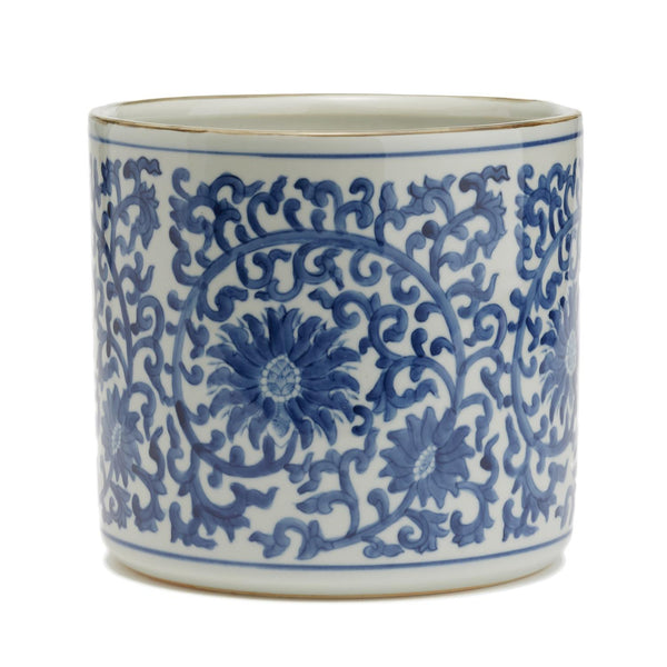 Blue & White Lotus Flower Vase / Planter