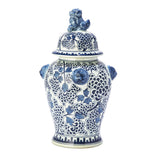 Blue & White Peony Flower Temple Jar