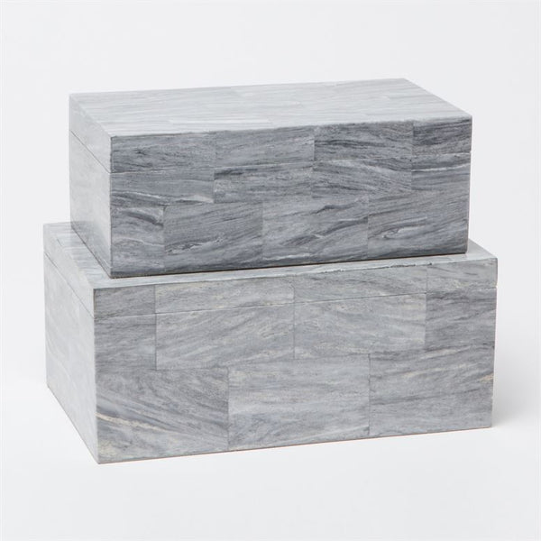 Bacall Gray Shell Boxes, Set of 2