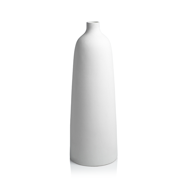 Bari All White Earthenware Vase by Panorama City