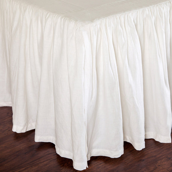 Gathered Linen Bedskirt in White design by Pom Pom at Home