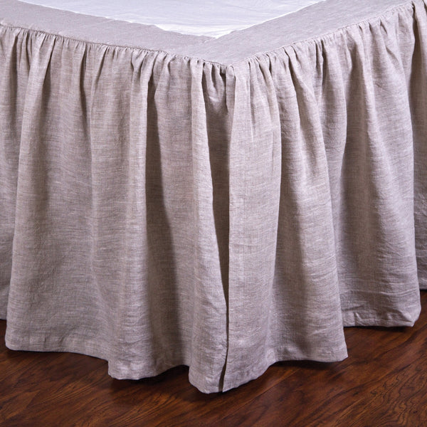 Gathered Linen Bedskirt in Flax design by Pom Pom at Home