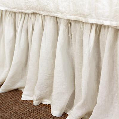 Gathered Linen Bedskirt in White design by Pom Pom at Home