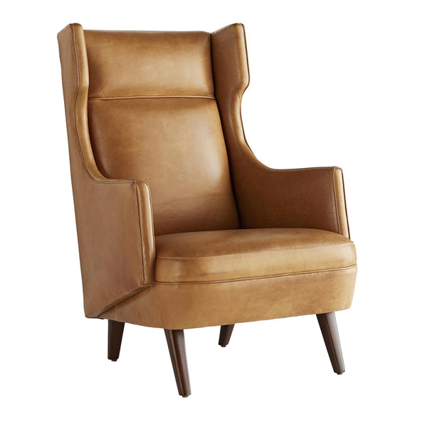 Budelli Wing Chair, Cognac Leather Dark Walnut