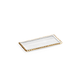 clear textured rectangular tray with jagged gold rim 1