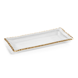 clear textured rectangular tray with jagged gold rim 2