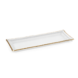clear textured rectangular tray with jagged gold rim 3