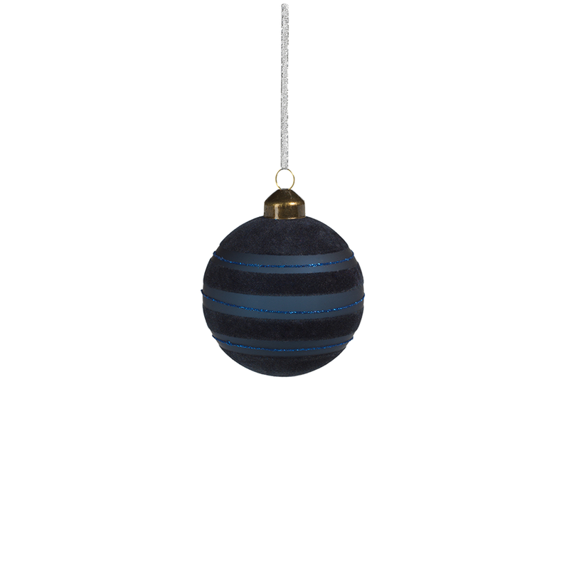 blue flocked stripped glass ornament 3 ch 5782 1