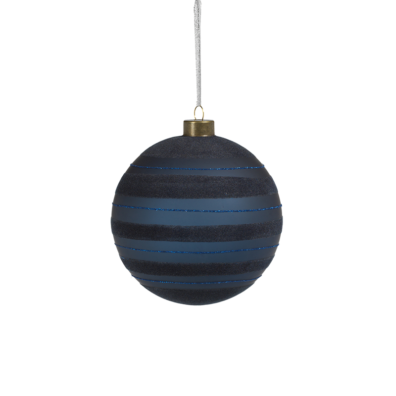 blue flocked stripped glass ornament 3 ch 5782 4