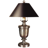 Classical Urn Form Medium Table Lamp with Black Shade by Chapman & Myers