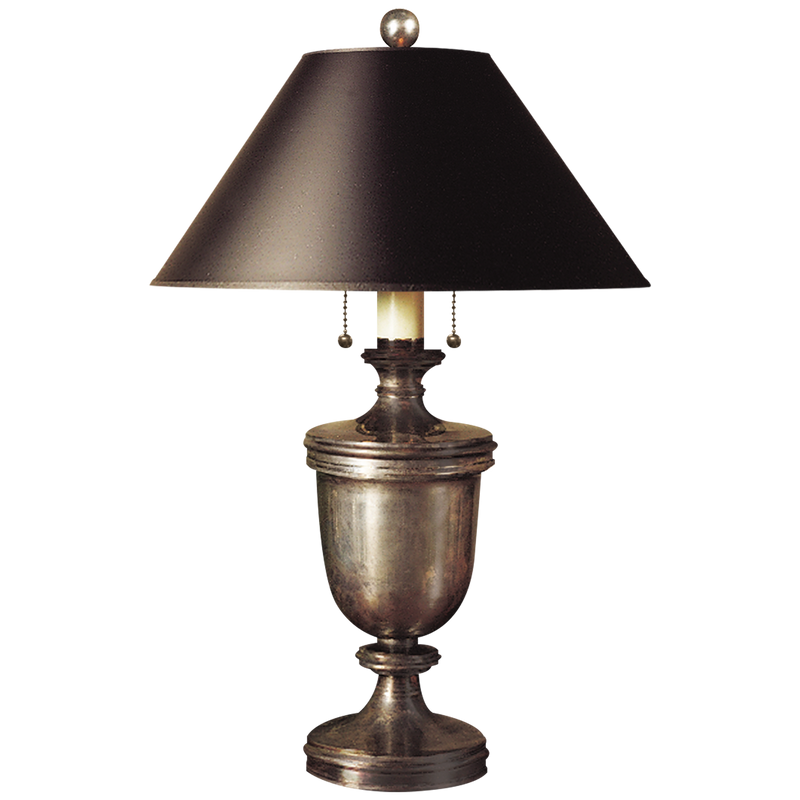Classical Urn Form Medium Table Lamp with Black Shade by Chapman & Myers