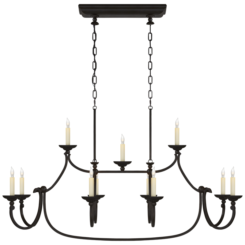 Flemish Large Linear Pendant in Aged Iron