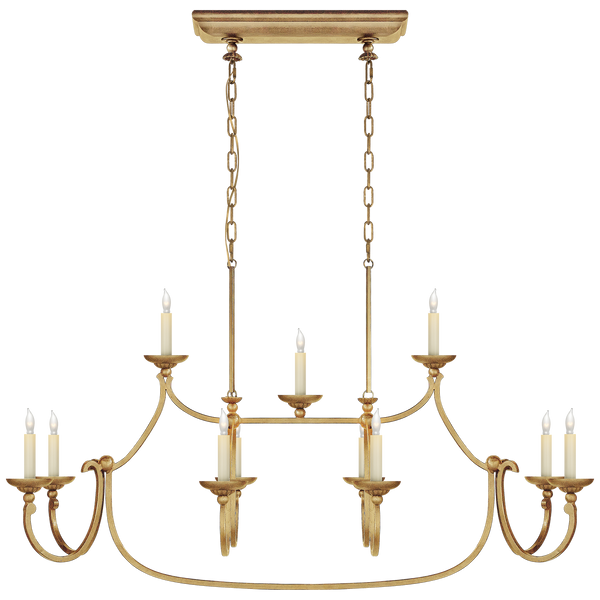 Flemish Large Linear Pendant in Gilded Iron
